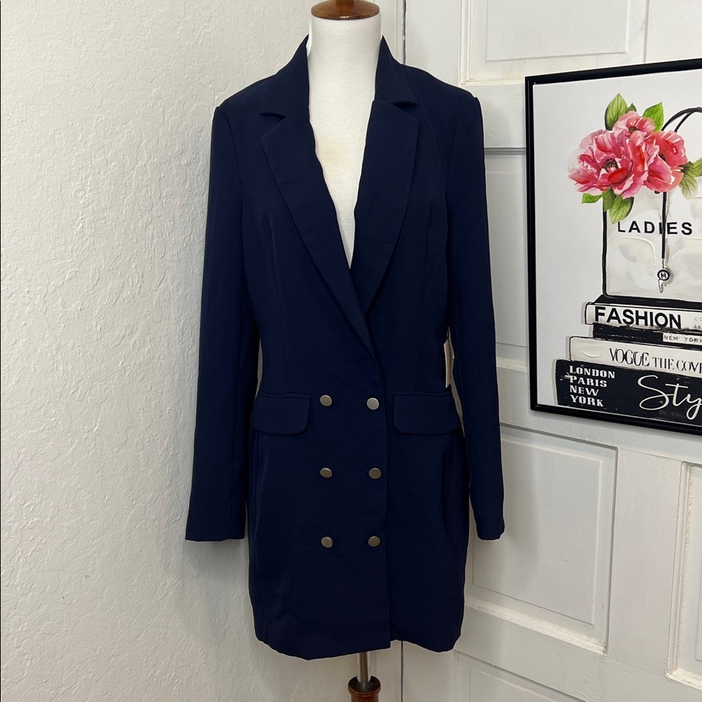 NWT Superdown Navy Button Front Blazer Dress size… - image 2